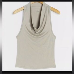 Anthropologie Delissa Cowl Neck Tank, light grey, small